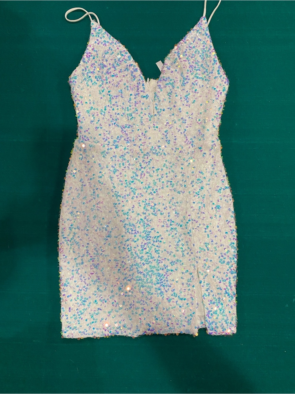 Lucy in the Sky Iridescent Sequin Mini Dress in White